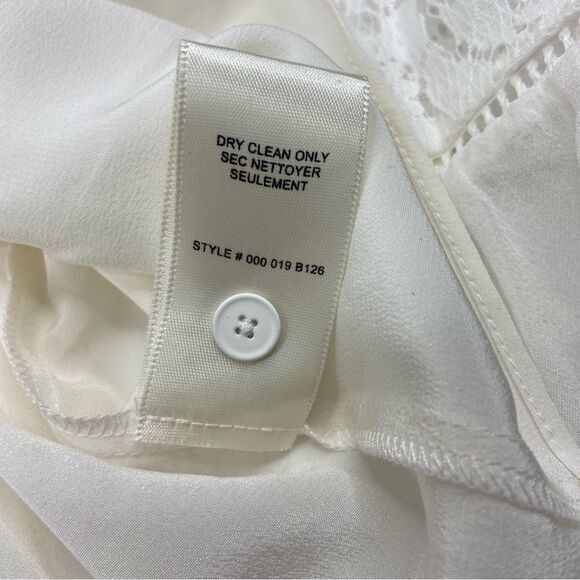 Rebecca Taylor Silk Henley Lace Panel Sarah Top Size 8 - Picture 6 of 11